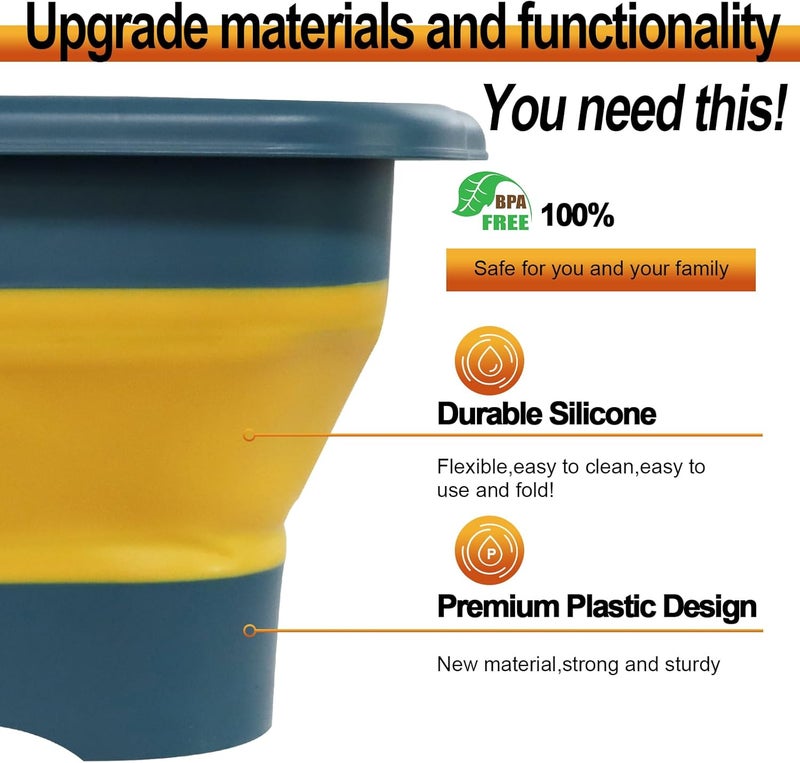 ZINSO 2.77 Gallon (10.5L) Collapsible Dish Basin with Drain Plug, Yellow Camping Dish Basin for RV, Space-Saving Foldable Wash Tub, BPA-Free Portable Sink for Vegetables and Dishes- with Brush - Image 5